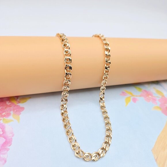 Polished Rose Gold Round Curb Chain Necklace, 19.7 Inch Unisex, XPNL0087 - Picture 3 of 12